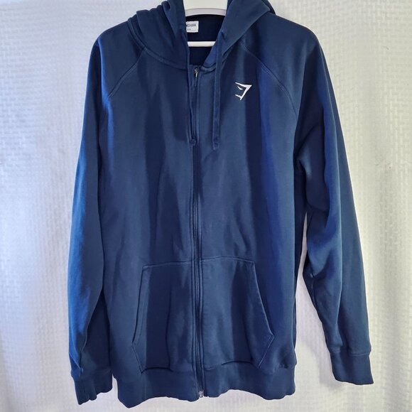 Gymshark XXL Navy Blue Full-Zip Hoodie Sweatshirt - Picture 1 of 4